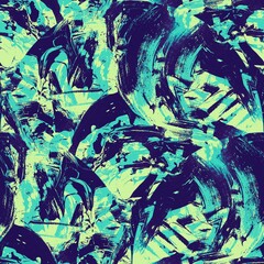 Blue and green grunge seamless pattern abstract background with splashes