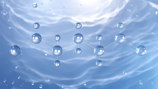 glutaraldehyde molecular structure, 3d model molecule, disinfectant, structural chemical formula view from a microscope