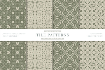 hand drawn tile seamless patterns collection 8