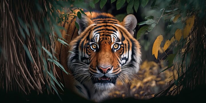 Bengal tiger in the forest. Generative AI image
