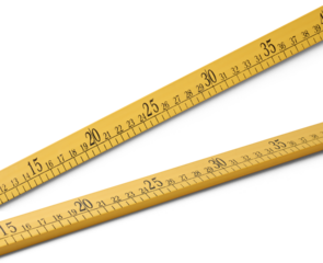 yellow color wooden measuring ruler in centimeter scale isolated