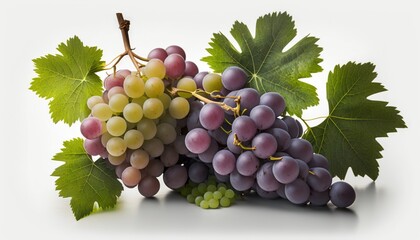Fototapeta premium A bunch of grapes photoreal illustration on white background can easily be isolated generative ai