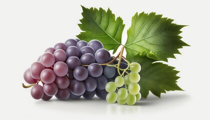 A bunch of grapes photoreal illustration on white background can easily be isolated generative ai