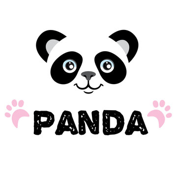Panda logo. Isolated head on white background. Asian bear mascot idea for logo, emblem, symbol, icon.
