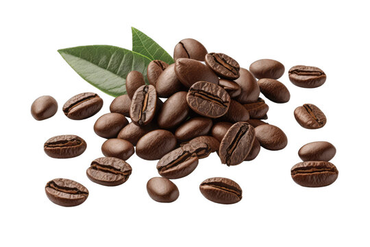 a handful of coffee beans transparent background, ai generated