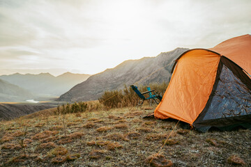 hiking tent in the wild