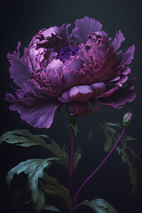 Obraz na płótnie Canvas close up of a purple flower on a stem. generative ai.