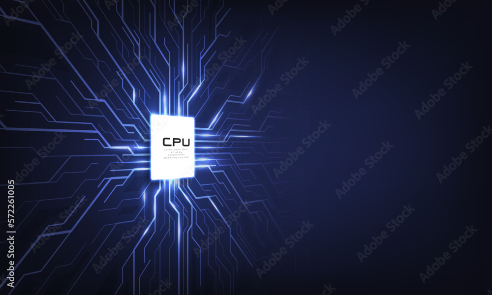 Poster abstract technology chip processor background circuit board and html code,3d illustration blue techn