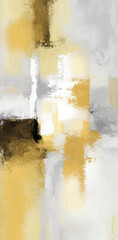 Abstract oil painting in white and yellow tones. Generative AI.
