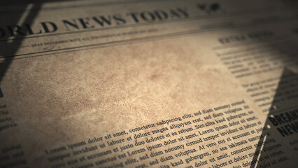 Alte Zeitung in Nahaufnahme im Archiv des Newsroom mit TextPlatzhaltern