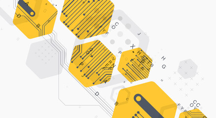 Abstract yellow hexagon futuristic background for design works. Science and technology.