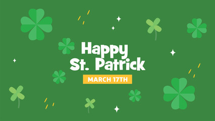 Saint Patrick's Day greeting, with shamrock shapes. Vector illustration of St. Patrick's Day.