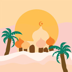 islamic abstract cartoon background vector illustration
