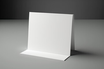 Blank white table card on a grey table. Mock up template for Design or product placement created using generative AI tools