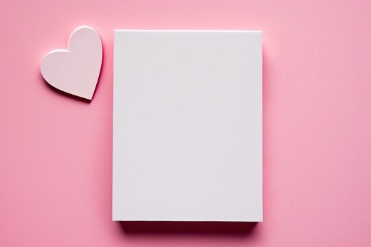 Blank valentines day card and hearts on pink background. Mock up template for Design or product placement created using generative AI tools