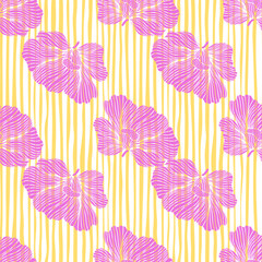 Seamless pattern with hibiscus flowers. Vintage floral background.