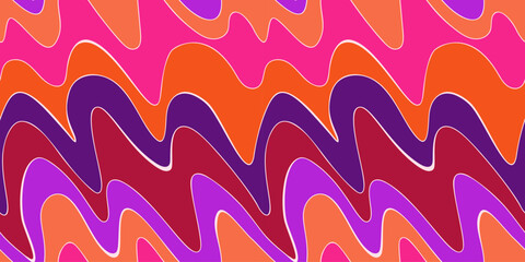 Seamless pattern with wavy lines in pink and orange colors.