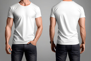 Man Wearing Blank White T-shirt - Generative AI