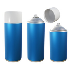 3d rendering of spray paint cans from various perspective views