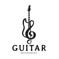 Instrumental guitar modern logo design inspiration and can be used for musical instrument shop