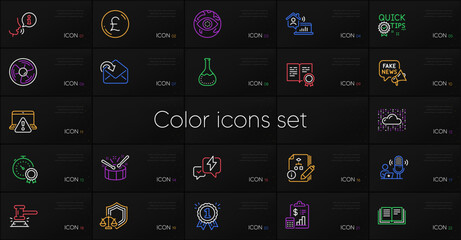 Set of Pound money, Judge hammer and Air fan line icons. Include Reward, Cyber attack, Online warning icons. Certificate, Work home, Fake news web elements. Report, Algorithm, Best result. Vector