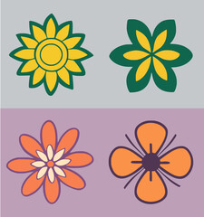 set of icons, logo flowers, vector flowers, set of flowers, set of vector flowers, set of vector icons, flowers for logo design, set logo flowers
