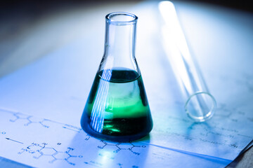 Chemical tubes with reaction formulas