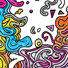 Colourful Doodles Waves Background.