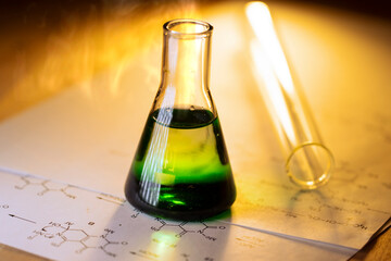 Chemical tubes with reaction formulas