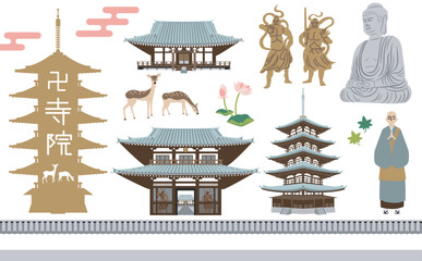 お寺イラストセット　アウトラインなし