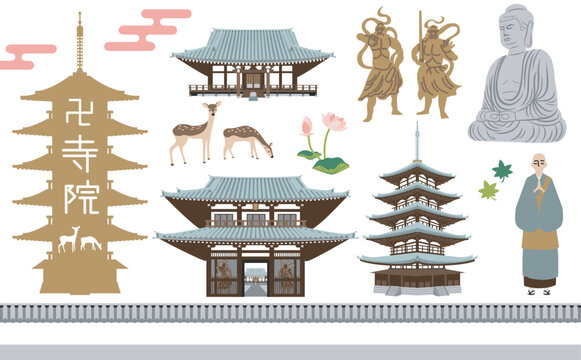 お寺イラストセット　アウトラインなし