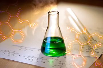 Chemical tube with reaction formula
