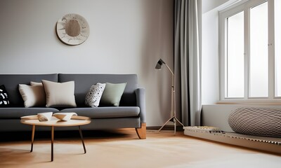 Intérieur Moderne avec Canapé gris