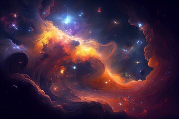 beautiful universe, nebulas, patterns, space, absctractions , crayon style AI Generated