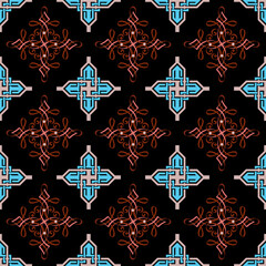   Pattern, ornament,  tracery, mosaic ethnic, folk, national, geometric  for fabric, interior, ceramic, furniture in the Latin American style.