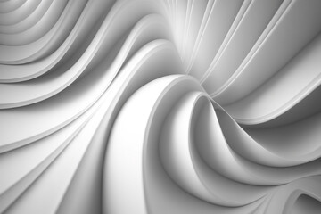 3d render geometric composition made of white waves.