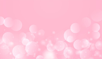 春をイメージしたキラキラ背景。キレイなピンク色の背景イラスト。玉ボケ。パーティクル。