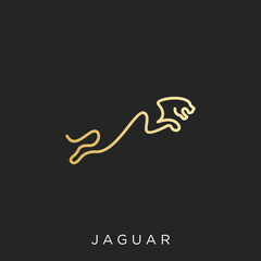 jumping jaguar logo with line art style © Been ink