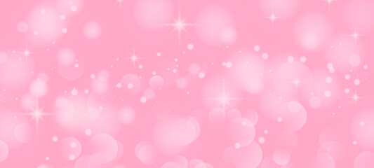 Fototapeta na wymiar 春をイメージしたキラキラ背景。キレイなピンク色の背景イラスト。玉ボケ。パーティクル。
