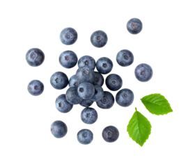 Tuinposter Blueberries and leaves isolated on transparent png © supamas