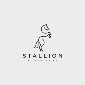 standing horse line logo design inspiration