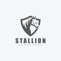 horse head logo out of shield design inspiration