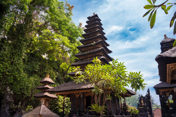 Hindu temple with pagoda on Bali island, Indonesia