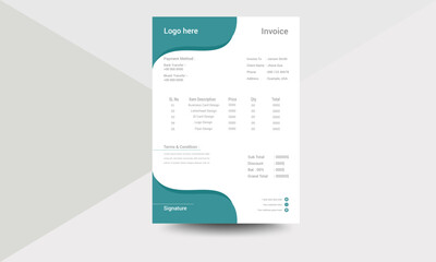 Professional modern business invoice design 