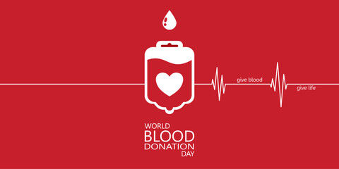 blood donation day for poster, banner, card, and background. Vector illustration flat design concept.	