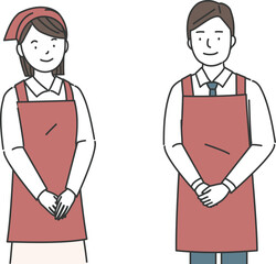 スーパーの男性店員と女性店員