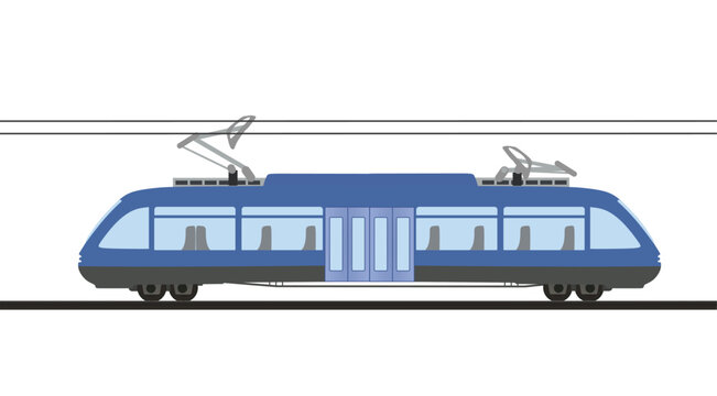 Blue passenger train. vector illustration