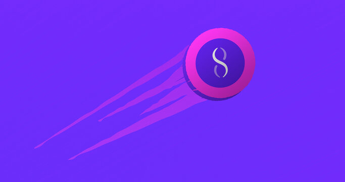 February 13 2023 Illustration of the crypto asset token AGIX coin take off, unstick, skyrocketing in a bull run. Rise of SingularityNET 