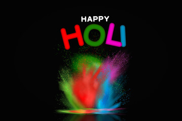 Happy Holi, holi wishes, festival of colors and gulal for holi art.