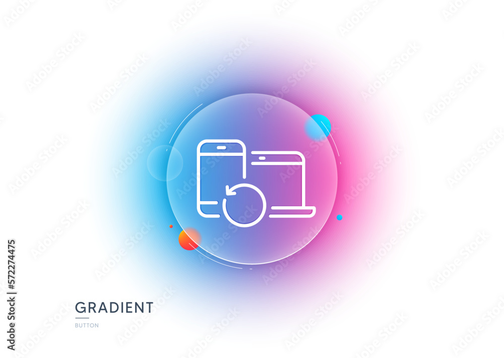 Poster recovery devices line icon. gradient blur button with glassmorphism. backup data sign. restore infor